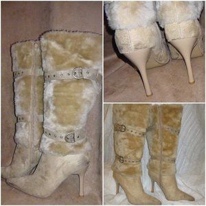 Anne Michelle Russian Inspired Tan/Beige Boots